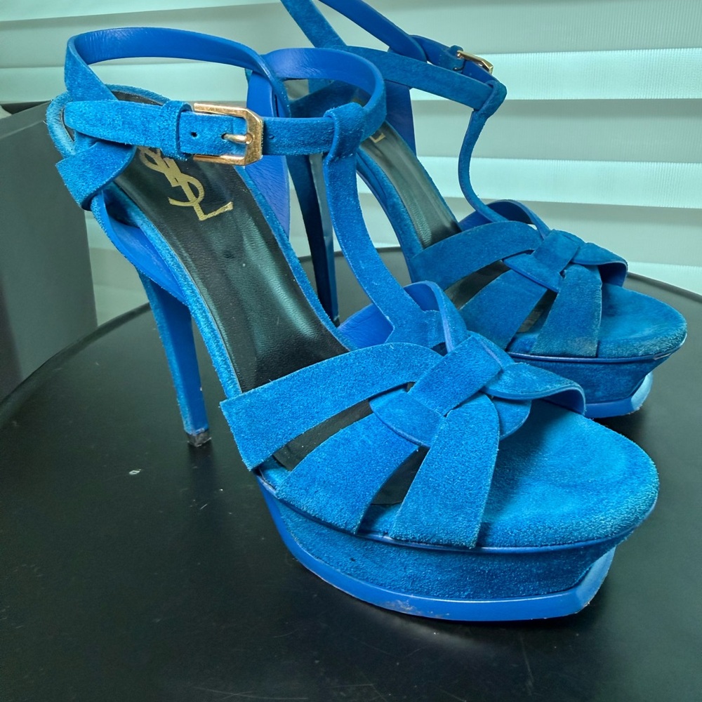 Yves Saint Laurent Vibrant Blue Strappy Heels